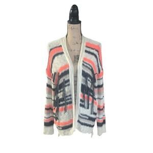 Hot & Delicious Cardigan Sweater Knit Stripe Fringe‎ Size M / L